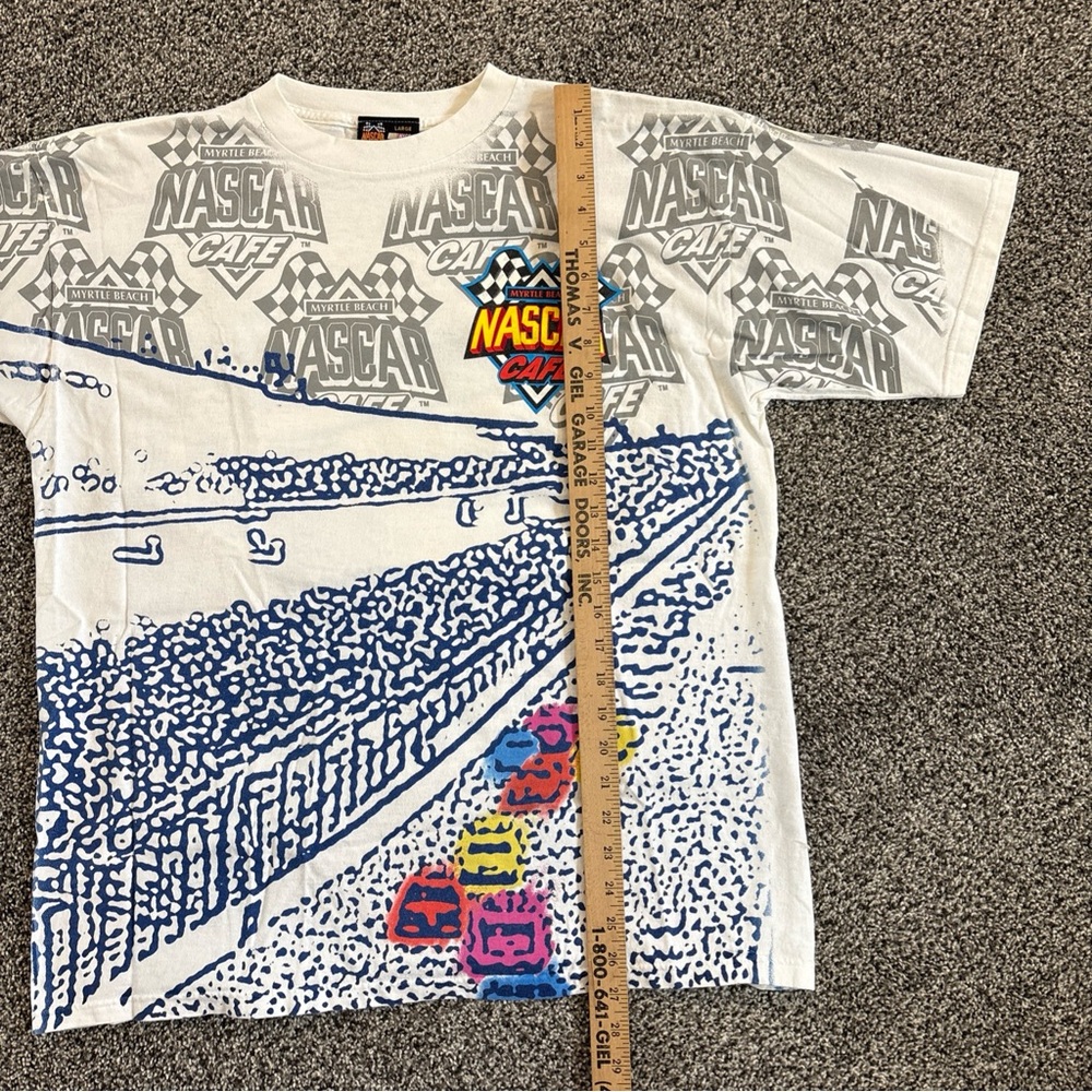 Vtg NASCAR Cafe Myrtle Beach Racing All Over Print 2 Sided T Shirt Size Large - Picture 11 of 11